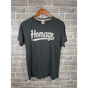HOMAGE Men's Medium Charcoal Gray Script Logo Graphic T-Shirt